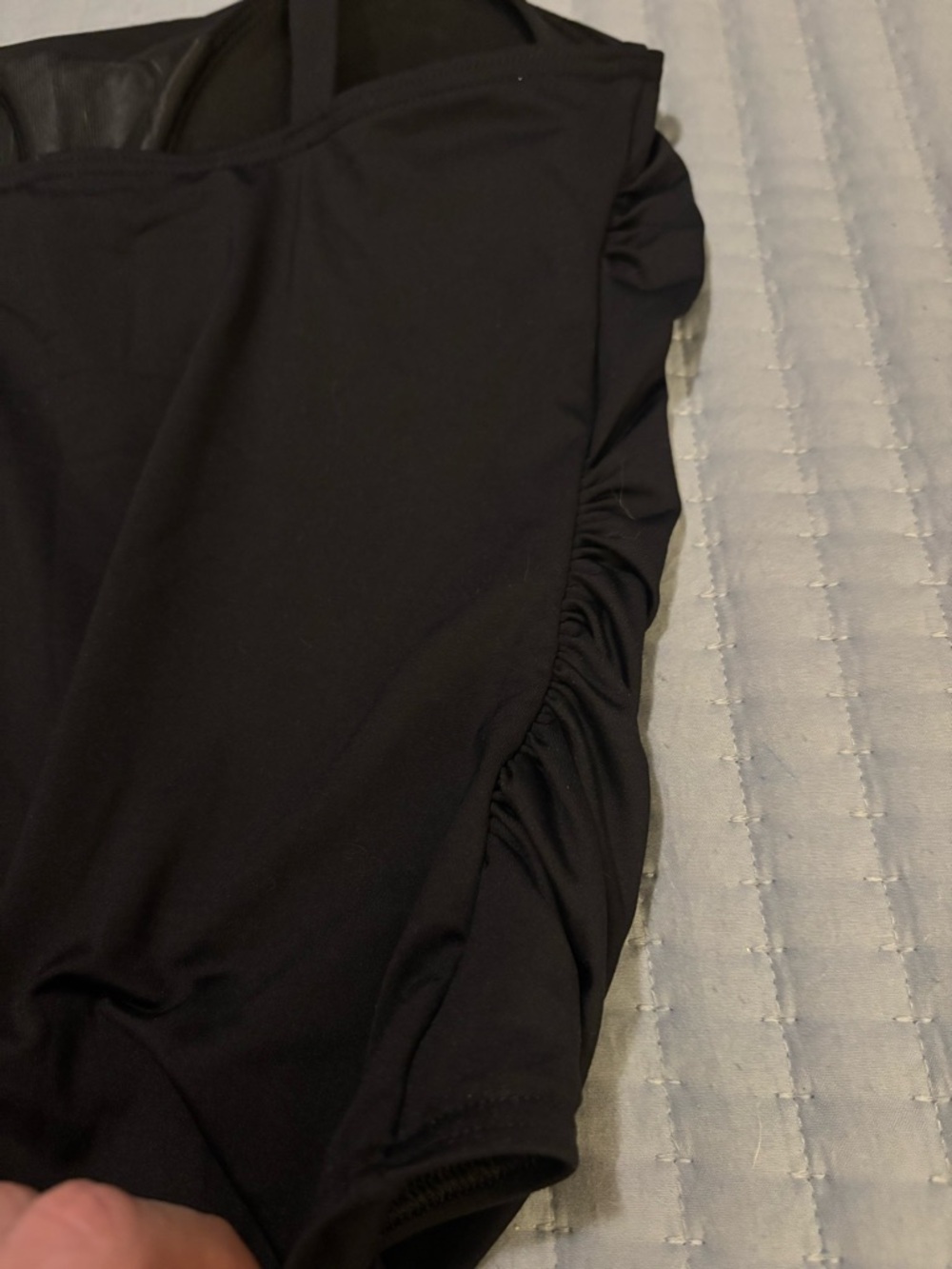 Lands End One-Shoulder Black Ruched One-Piece Swimsuit Removable Strap NET New 8 - Picture 8 of 10